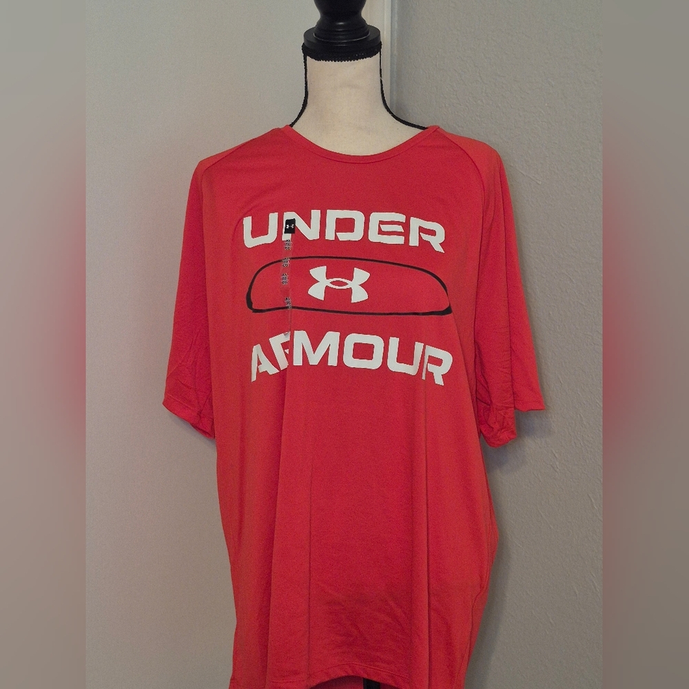 Under Armour Orange Short Sleeve Tee with Bold Logo